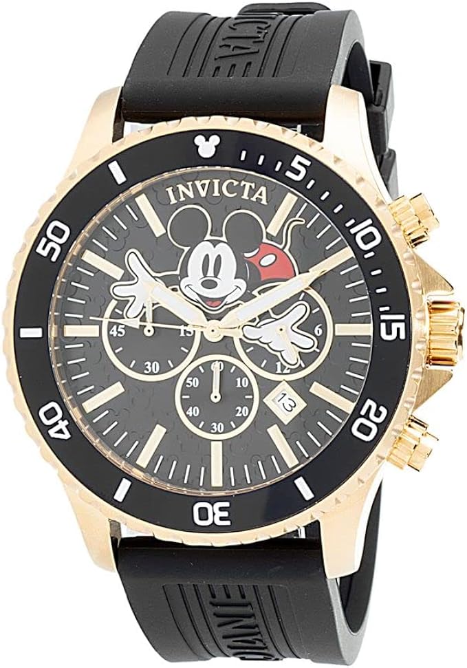 invicta 迪士尼限量版米老鼠计时石英黑色表盘男式手表 39173